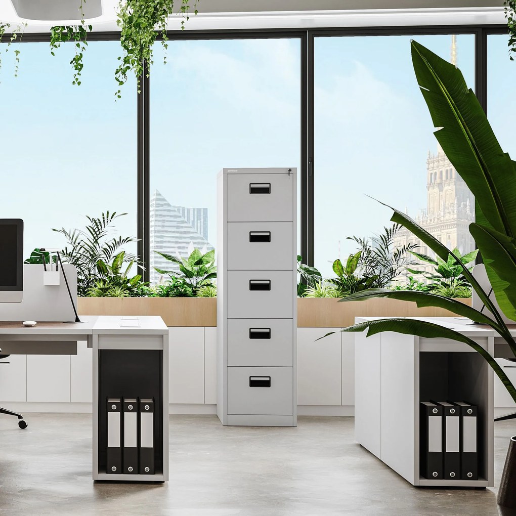 Metalowa szafa kartotekowa SARA V5, 460 x 1630 x 620 mm, szara