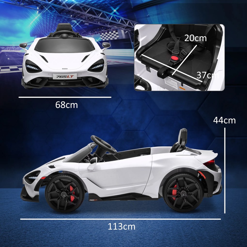 AIYAPLAY Dziecięce Auto Elektryczne z Drzwiami Skrzydłowymi, sterowalne, z miękkim startem i światłami LED, Białe