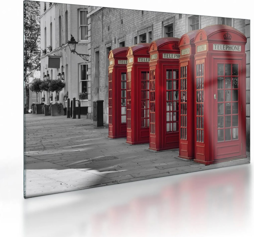 Obraz na szkle - Budki telefoniczne w Londynie (70x50 cm)