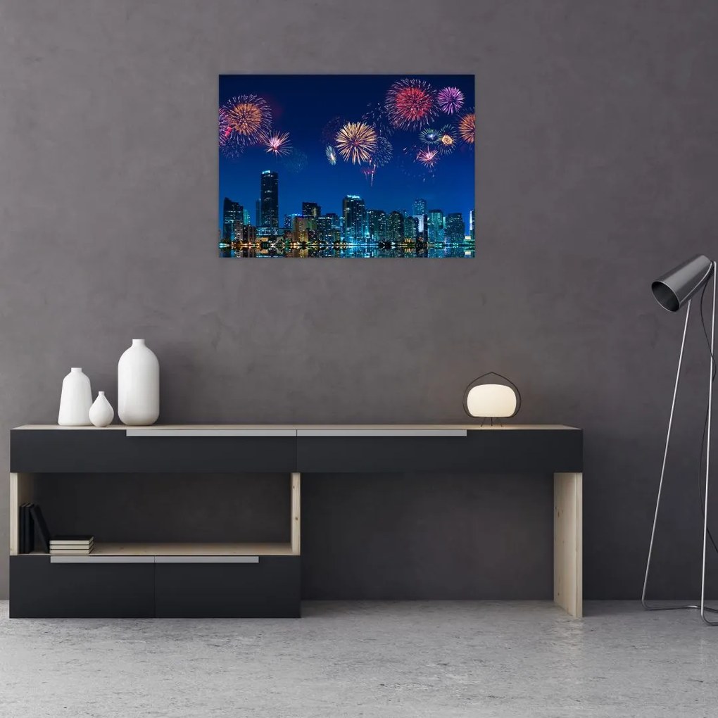 Obraz - Fajerwerki w Miami (70x50 cm)