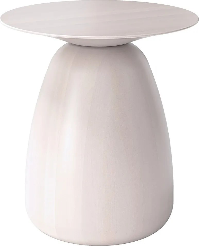 Stolik drewniany różne kolory Kayani Baobab 34, śr. 32,5 cm, biały