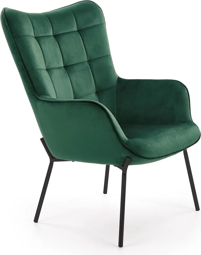 Pikowany fotel wypoczynkowy z podłokietnikami Castel