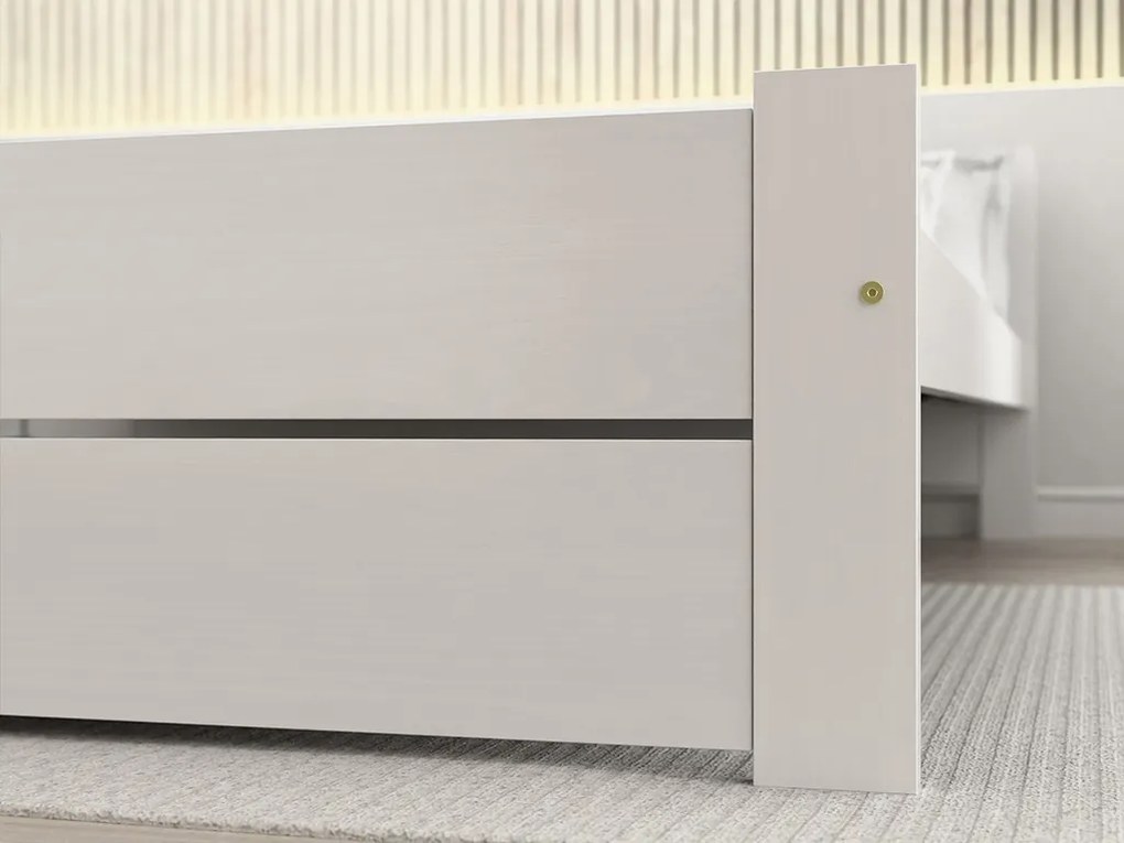 Łóżko IKAROS DOUBLE 90 x 200 cm, białe Stelaż: Ze stelażem listwowym rolowanym, Materac: Bez materaca