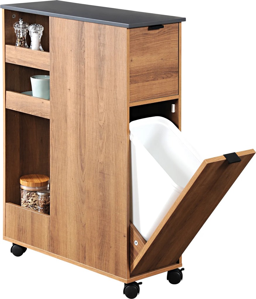 Wózek kuchenny z koszem na śmieci, 60 x 25 x 86 cm