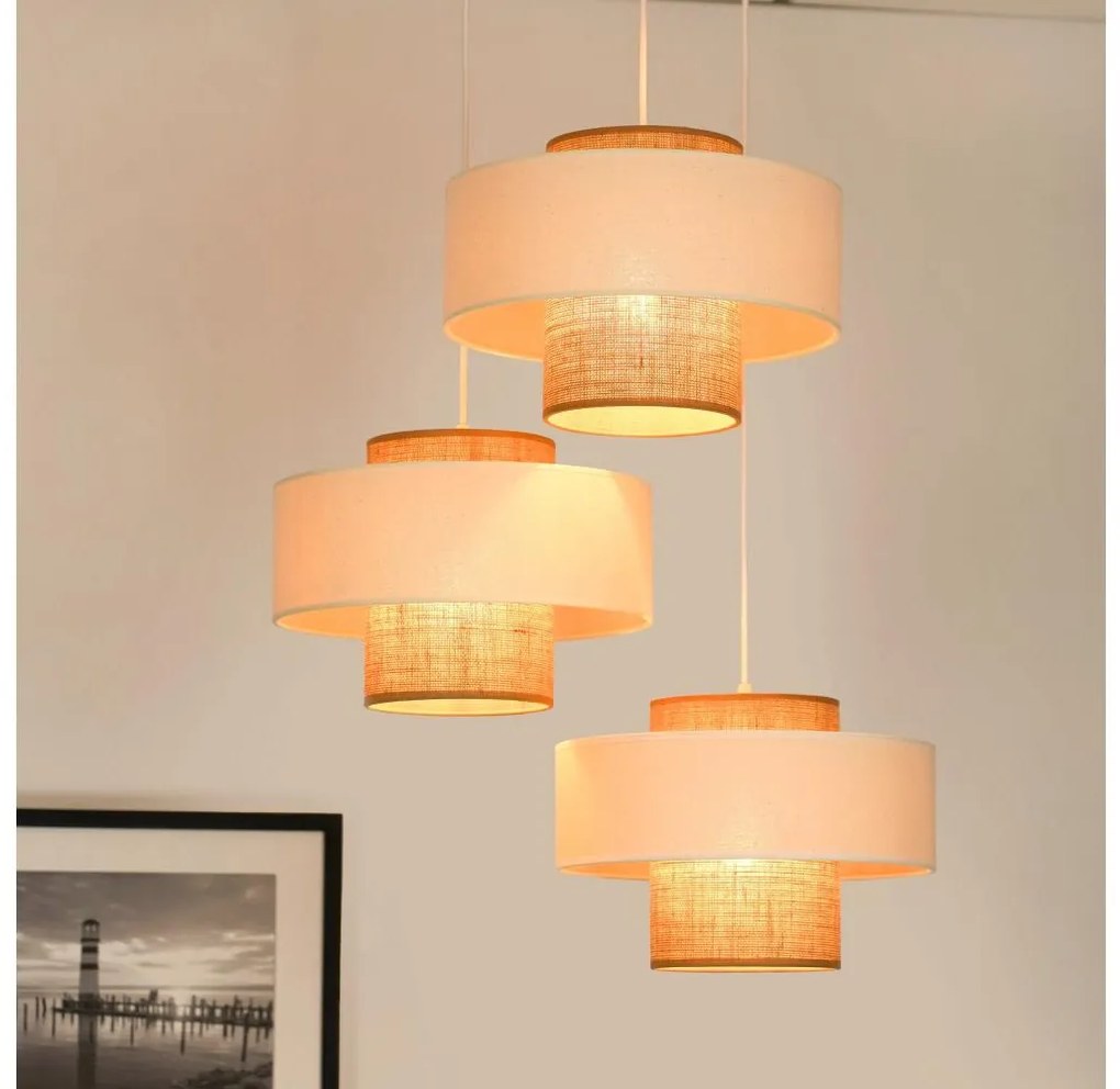 Brilagi - Lampa wisząca DALLAS 3xE27/15W/230V brąz/krem/biały