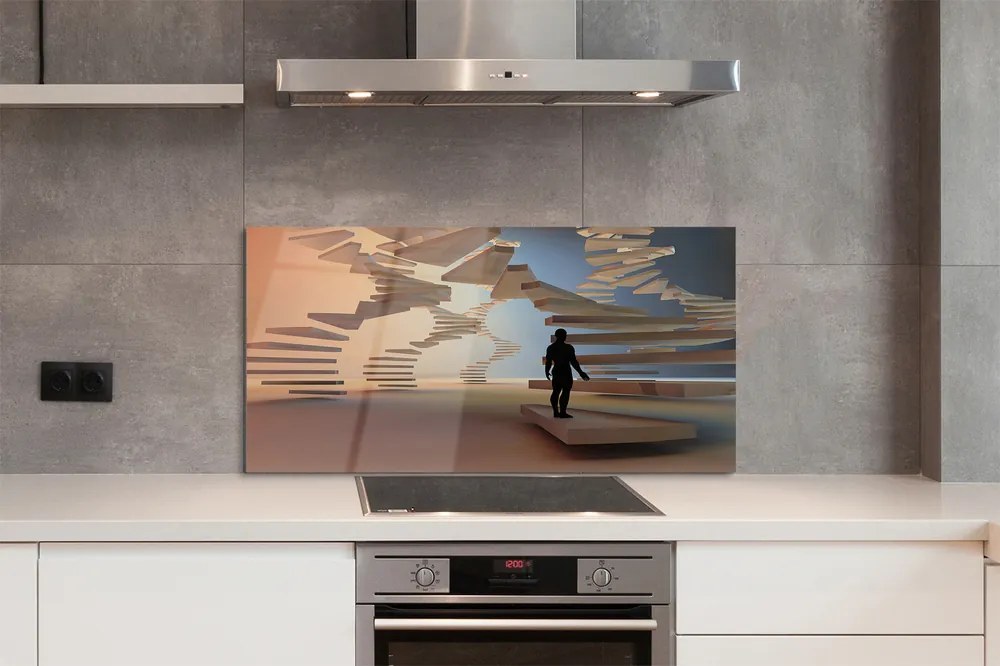 Panel szklany do Kuchni Przestrzenna Konstrukcja Schodów