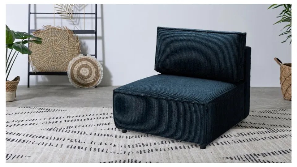 Ciemnoniebieski sztruksowy moduł sofy (moduł środkowy) Nihad modular – Bobochic Paris