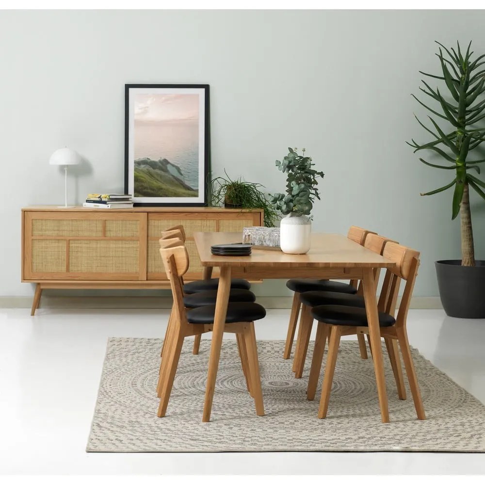 Niska komoda w dekorze dębu z drzwiami przesuwnymi w naturalnym kolorze 180x80 cm Barrali – Unique Furniture