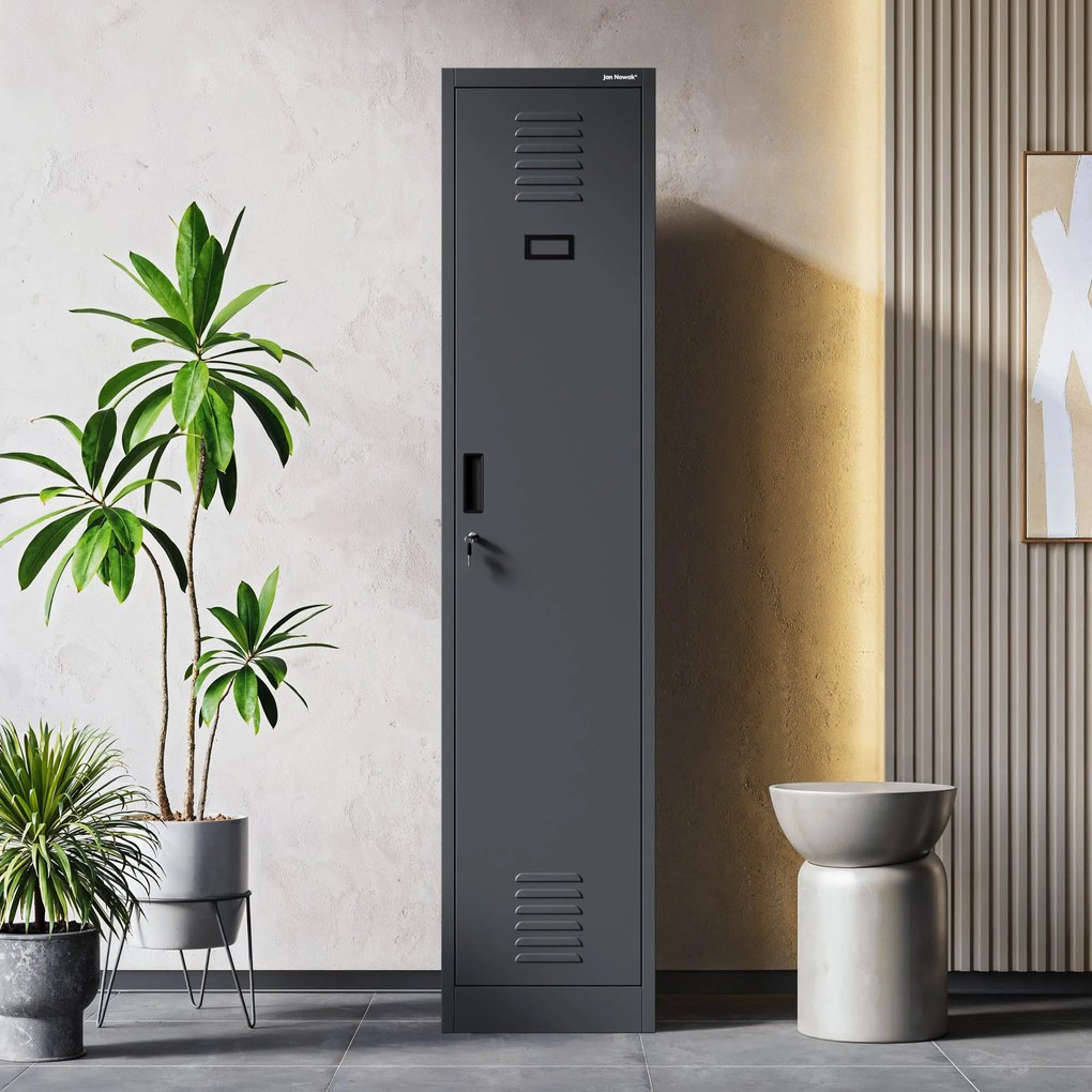 Szafka pracownicza metalowa antracytowa KACPER 1 Plus 400 x 1800 x 500 mm