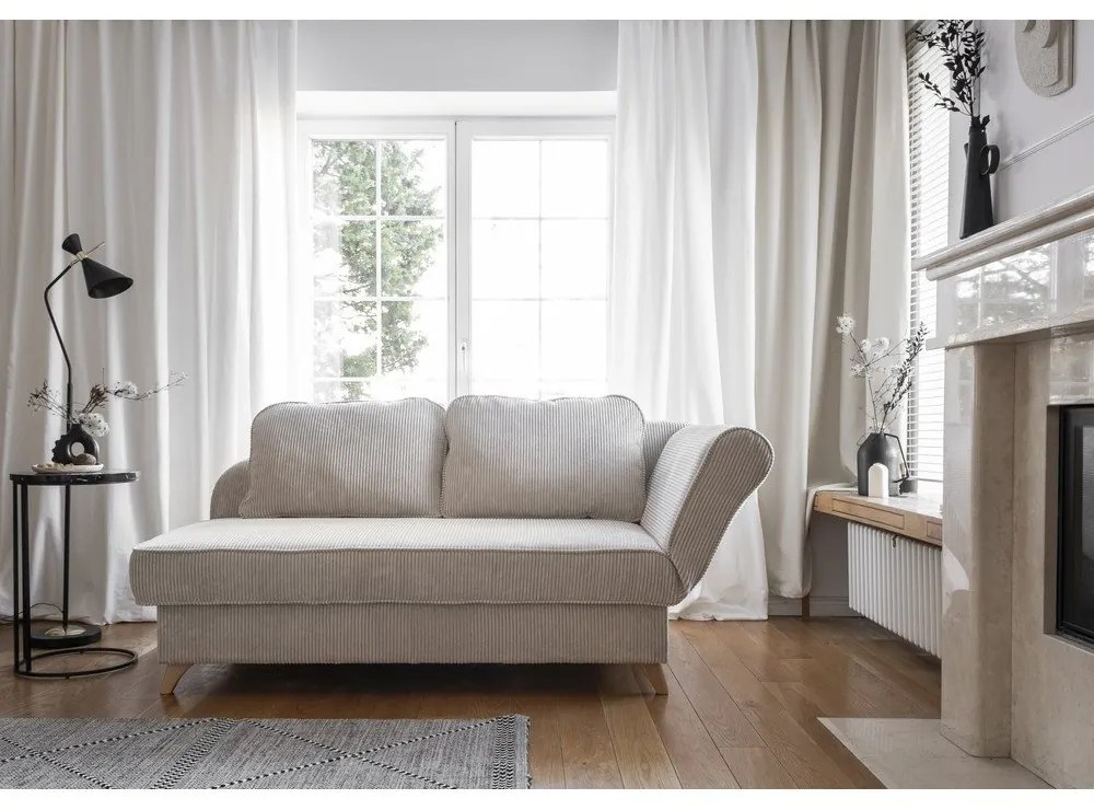 Beżowy sztruksowy szezlong (prawostronny) Chic Charlotte – Miuform