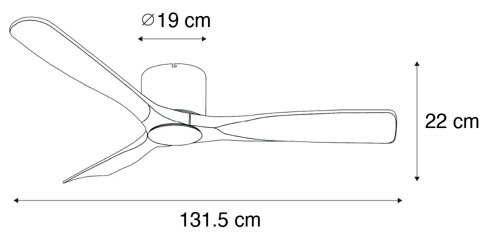 Czarny Wentylator sufitowy z lampą z drewnem 131,5 cm z możliwością ściemniania LED z pilotem - Jerri Nowoczesny Oswietlenie wewnetrzne