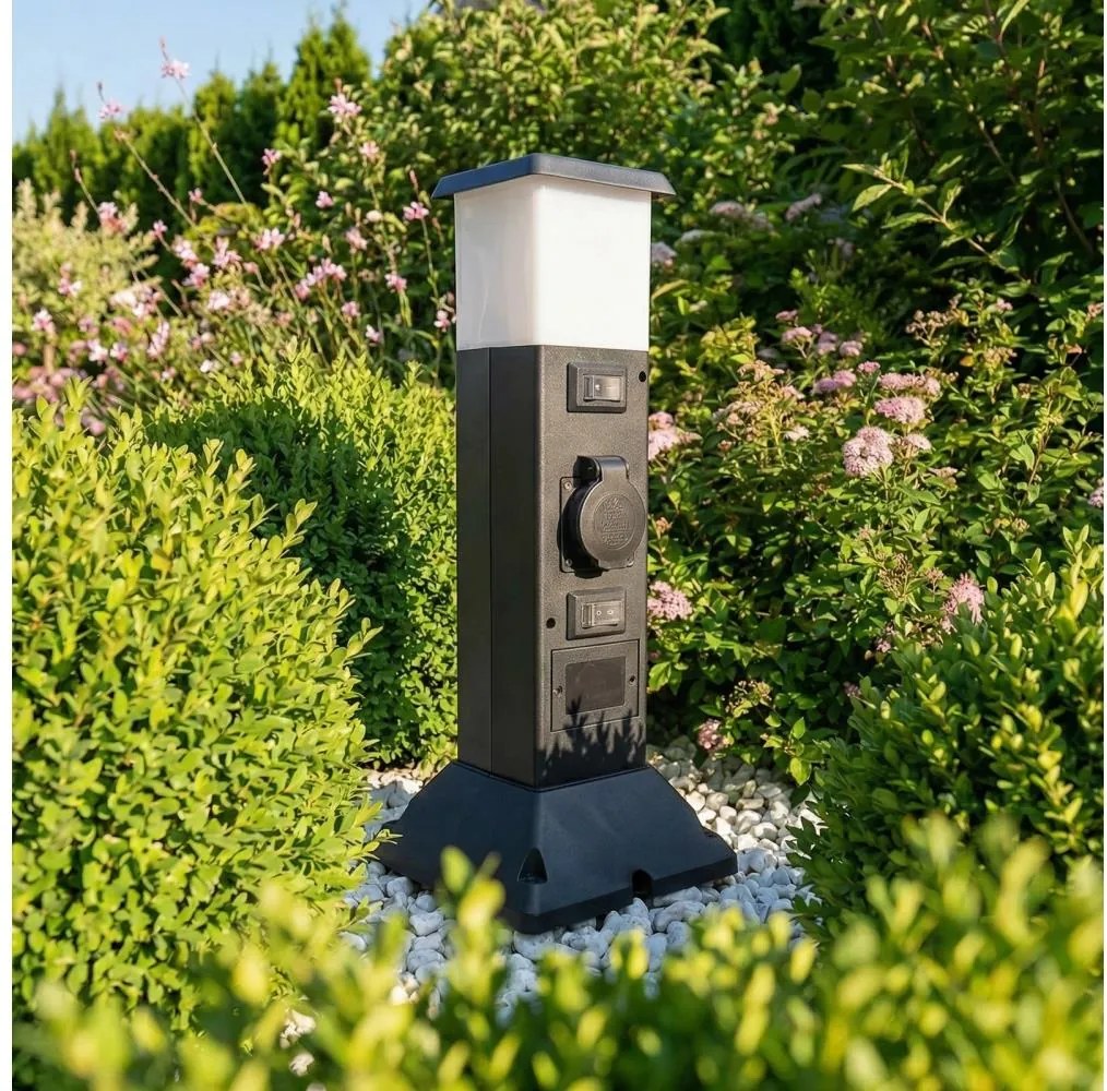 Brilagi - Lampa zewnętrzna z 2 gniazdami SCHUKO 1xE14/15W/230V IP44 czarna