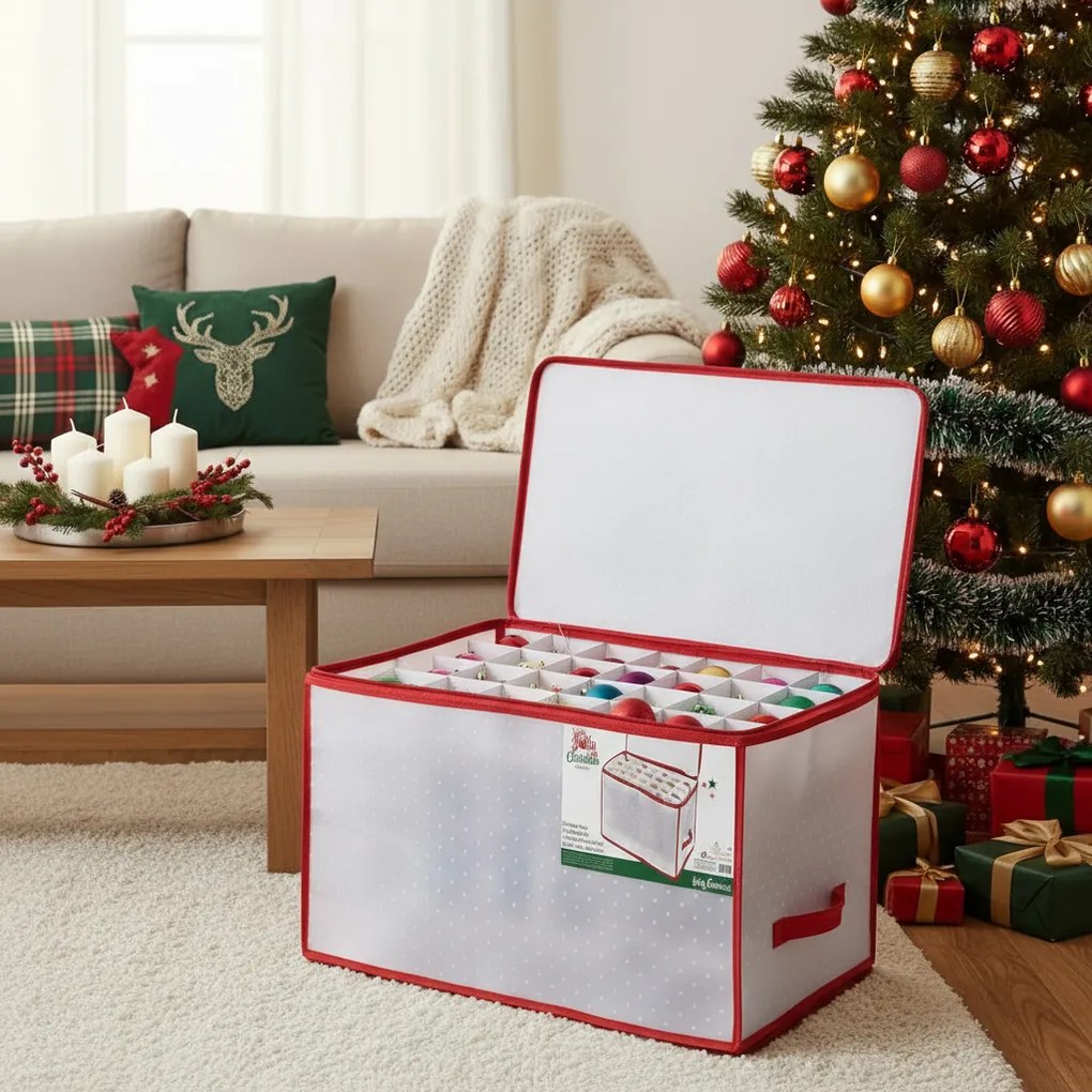 Pudełko na bombki i ozdoby świąteczne NIEVE, 56,5 x 33 x 34 cm