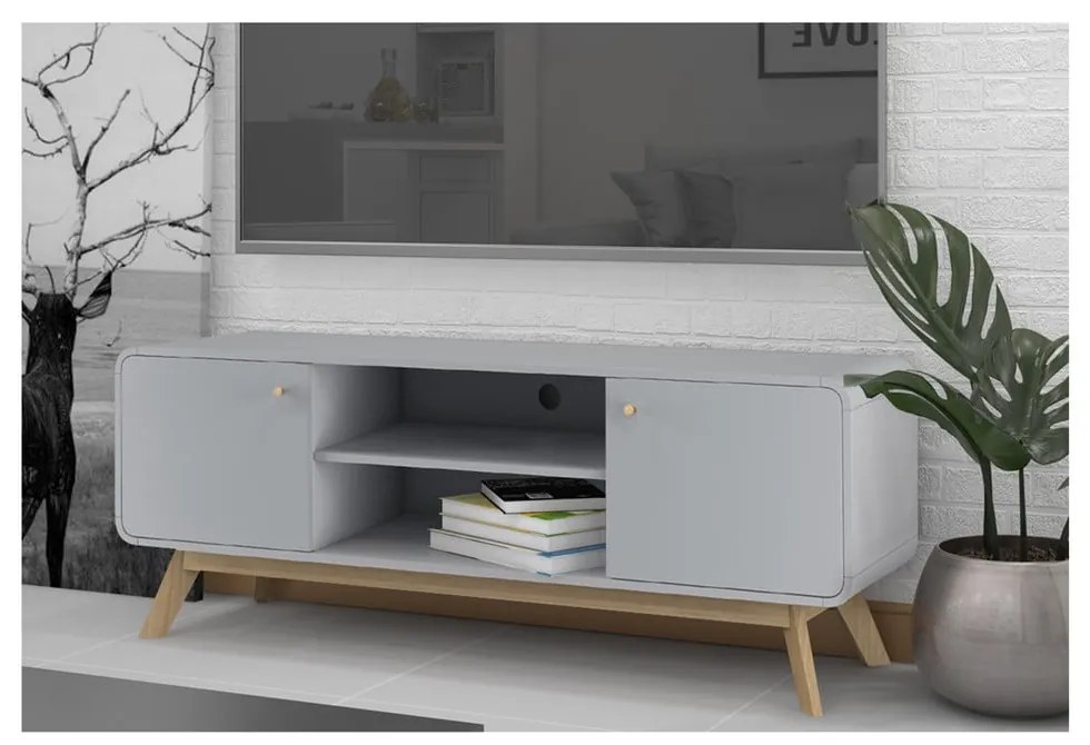 Szara szafka pod TV 140x53 cm Caitlin – Støraa