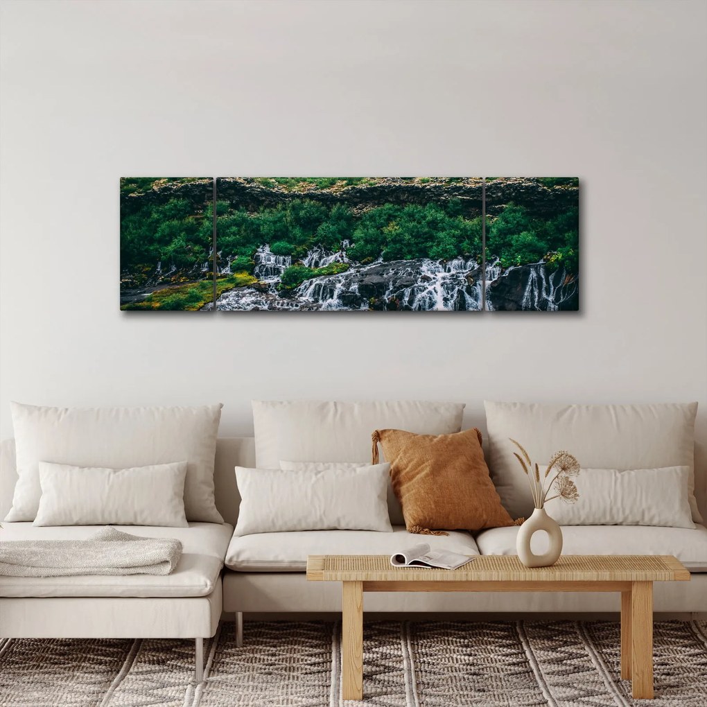 Obraz wodospadów w przyrodzie (170x50 cm)