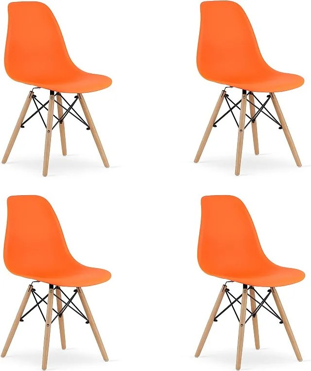 Krzesło Valora OSAKA, ergonomiczne, pomarańczowe, naturalne, do jadalni, x4