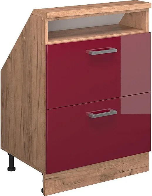 Szafka kuchenna na dach skośny czerwony połysk 60x46x81.6 r-line