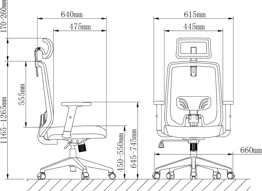 Krzesło biurowe Factor z zagłówkiem i regulacją lędźwi, zgodne z normą BHP