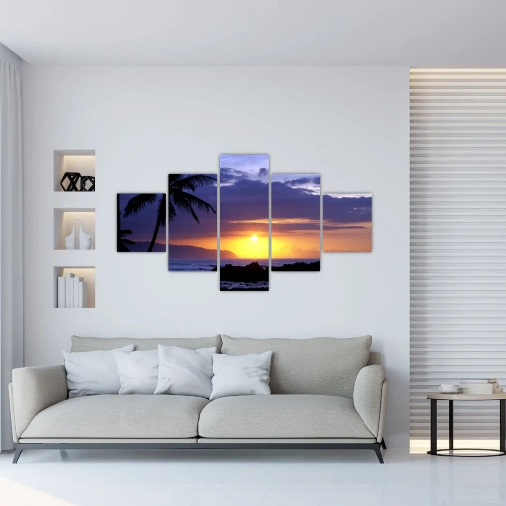 Obraz zachodu słońca nad morzem (125x70 cm)
