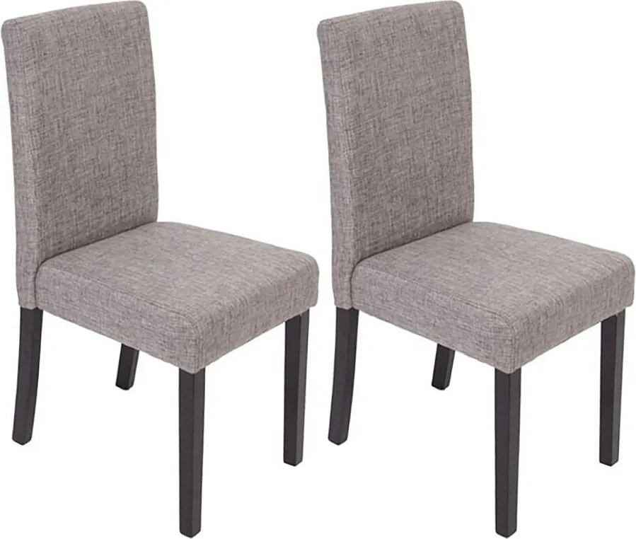 Krzesło do jadalni Littau (zestaw 2 sztuk),  tekstylny, szary, ciemne nogi
