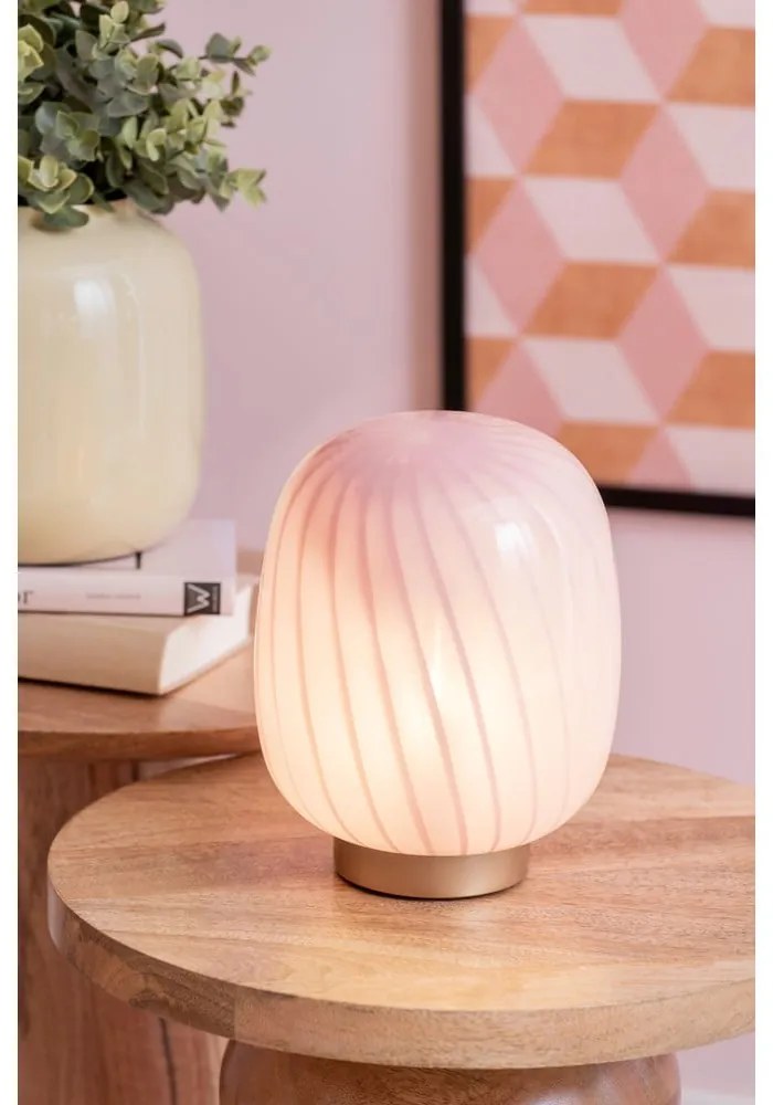 Jasnoróżowa lampa stołowa ze szklanym kloszem (wysokość 20 cm) Summer Globe – Leitmotiv