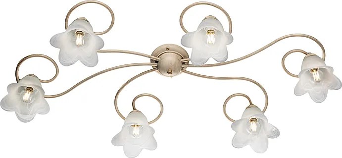 Alice lampa sufitowa 6 świateł, kość słoniowa lakierowane żelazo, stare złoto, klosze alabastrowe Ø14 cm, klasyczny styl