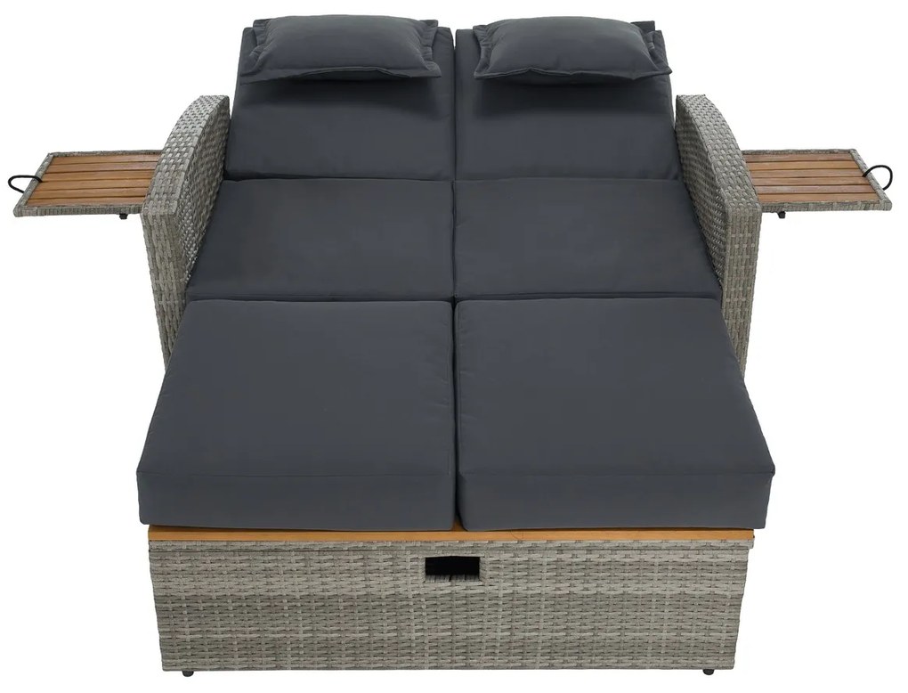 Sofa ogrodowa rattanowa MALORY, szary/naturalny