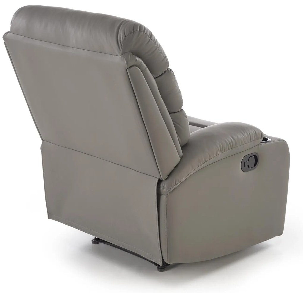 Fotel do salonu wypoczynkowy popielaty, rozkładany eco skóra PERUS