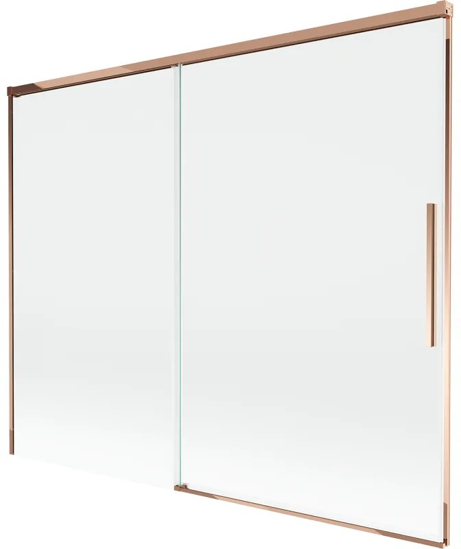 Mexen Rox parawan nawannowy 2-skrzydłowy rozsuwany 190 x 150 cm, transparent, różowe złoto - 8C9-190-001-60-00