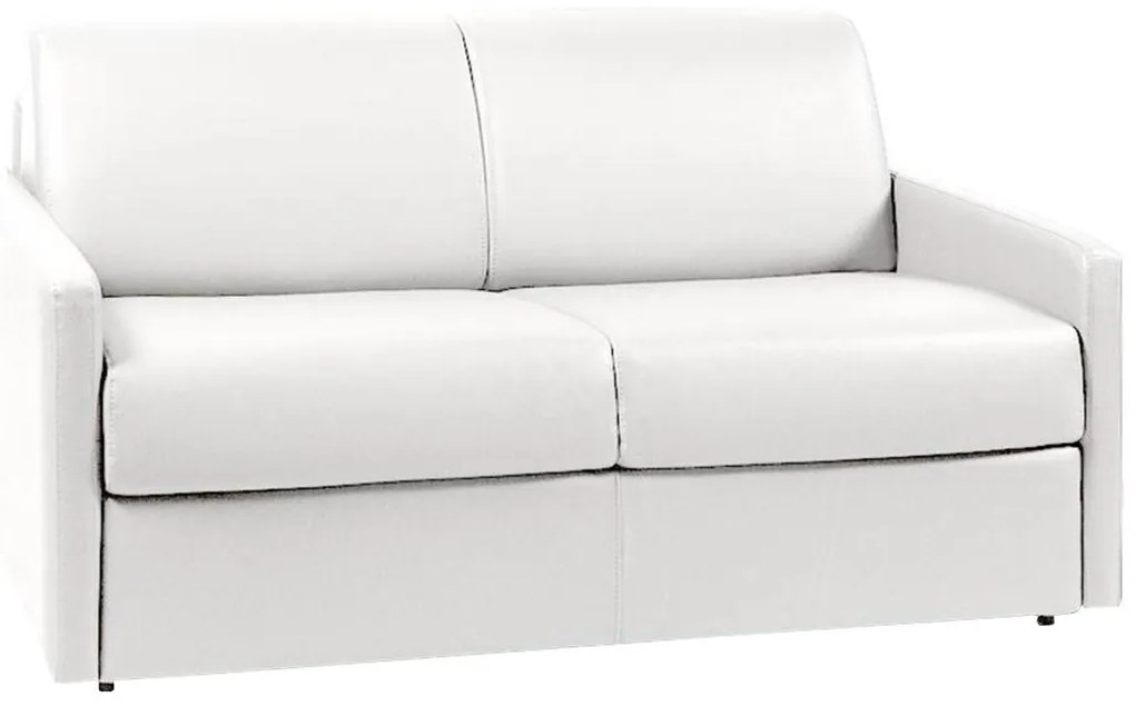 Kanapa 2-osobowa z ekspresowym mechanizmem rozkładania z ekoskóry CALIFE - Kolor: biały - Miejsce do spania: 120 cm - Materac 14 cm