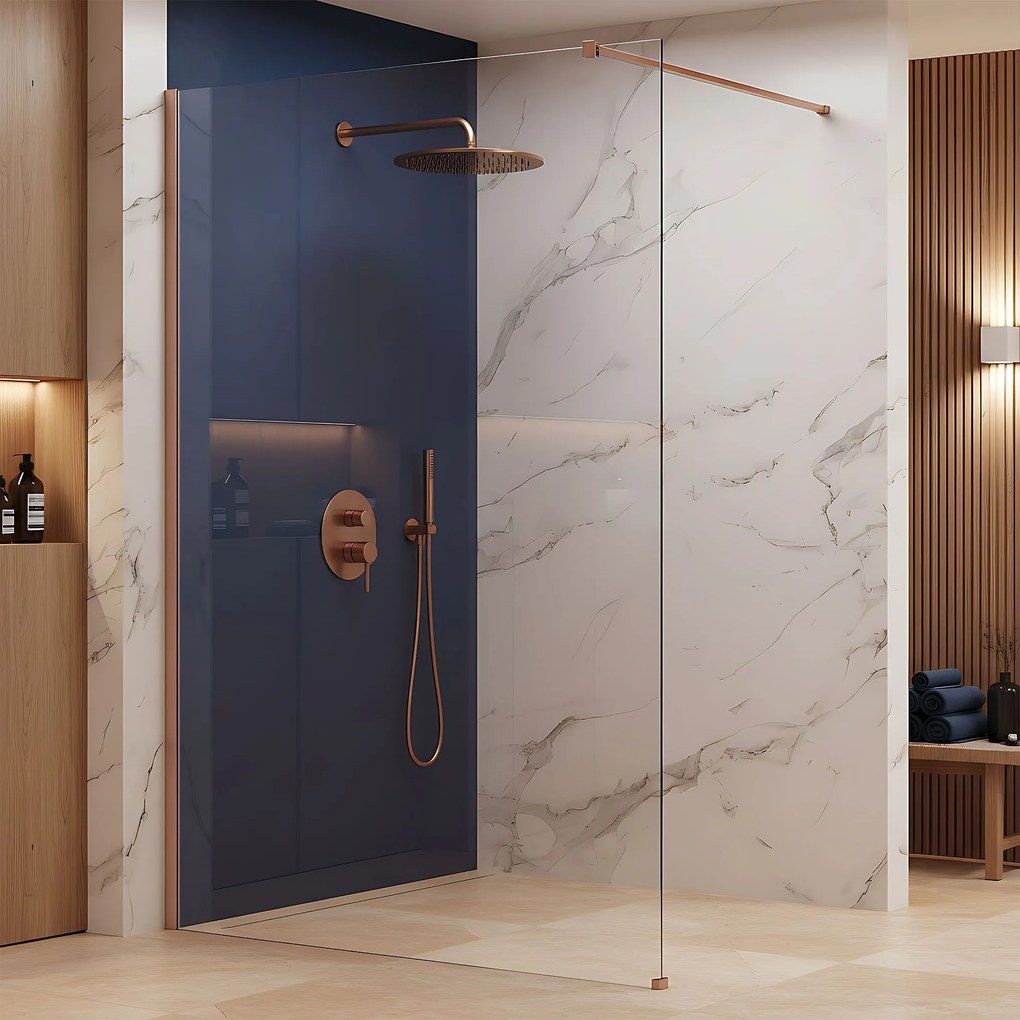 Kabina prysznicowa Walk-In Rea Flexi Transparent / Brush Copper 100