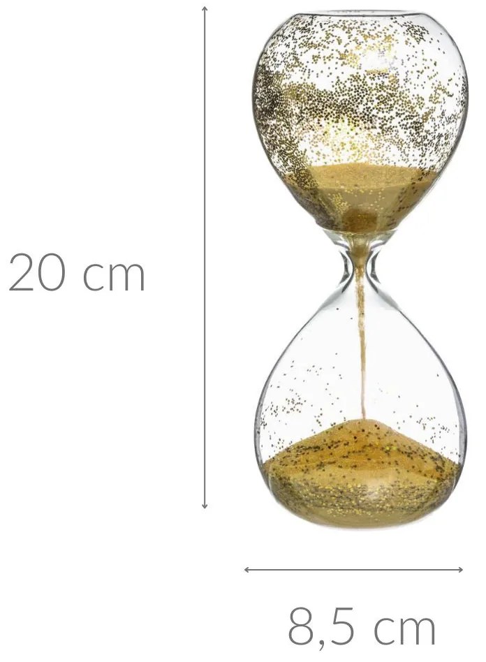 Ozdobna klepsydra z brokatem, 20 cm