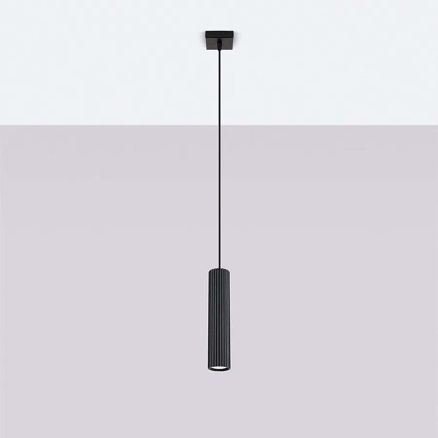 Lampa wisząca minimalistyczny Gloow, aluminium - 1 źródło światła 4000K - L.8 x H.118 cm - czarny