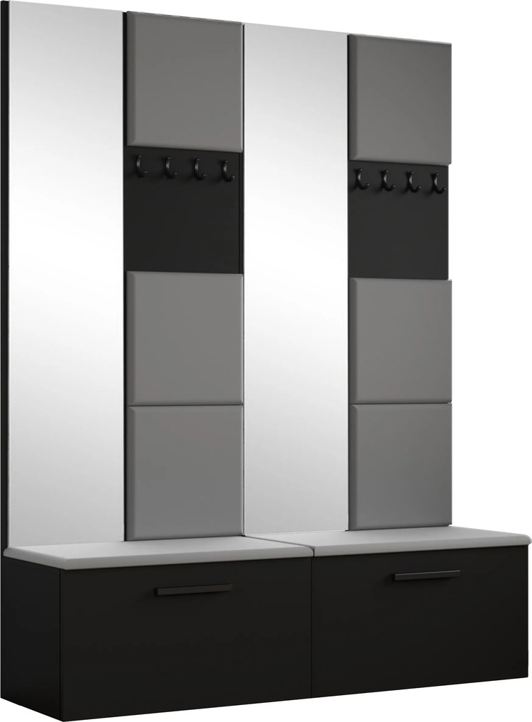 Masseno Garderoba MODULO 161,2/204/40 cm do Przedpokoju Nowoczesna Czarna