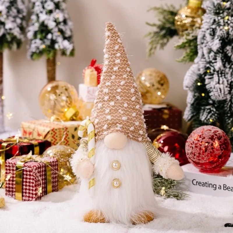 Świecący świąteczny skrzat JINGLE 30 cm - różne rodzaje Kolor: Biały