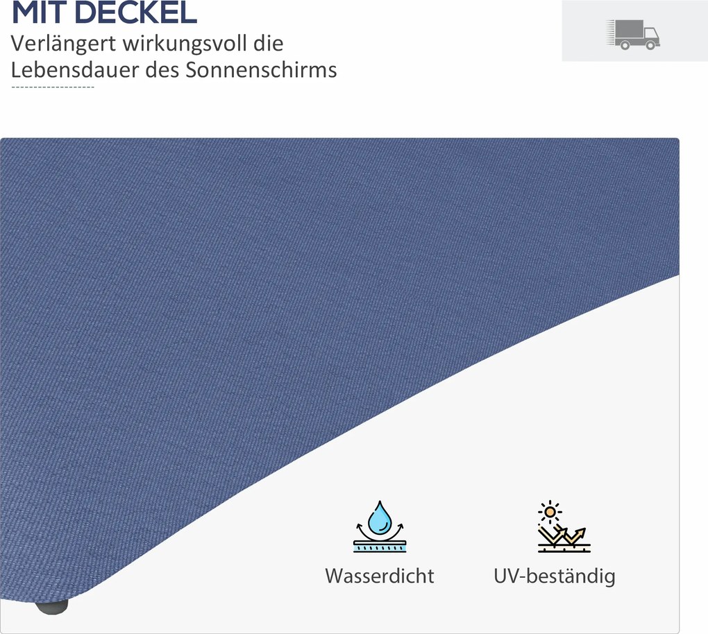 Outsunny Parasol ogrodowy, parasol z lampkami LED, modułem słonecznym, odporny na pogodę, z pokrowcem, Ø290 x 260 cm, Granatowy