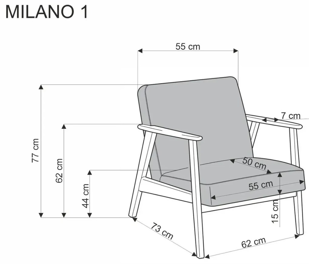 Fotel tapicerowany MILANO 1S szary/orzech HALMAR