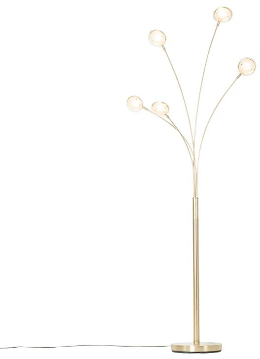 Designerska lampa podłogowa mosiądz w tym LED 5-świateł - Sixties TrentoDesignerski Oswietlenie wewnetrzne