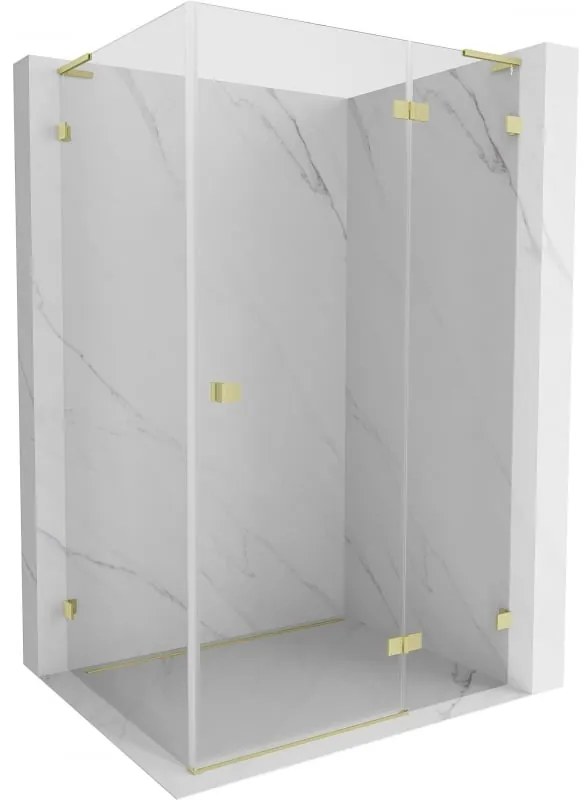 Mexen Lunar L kabina prysznicowa uchylna prawa 70 x 80 cm, transparent, złota szczotkowana - 834L-070-080-55-00-P