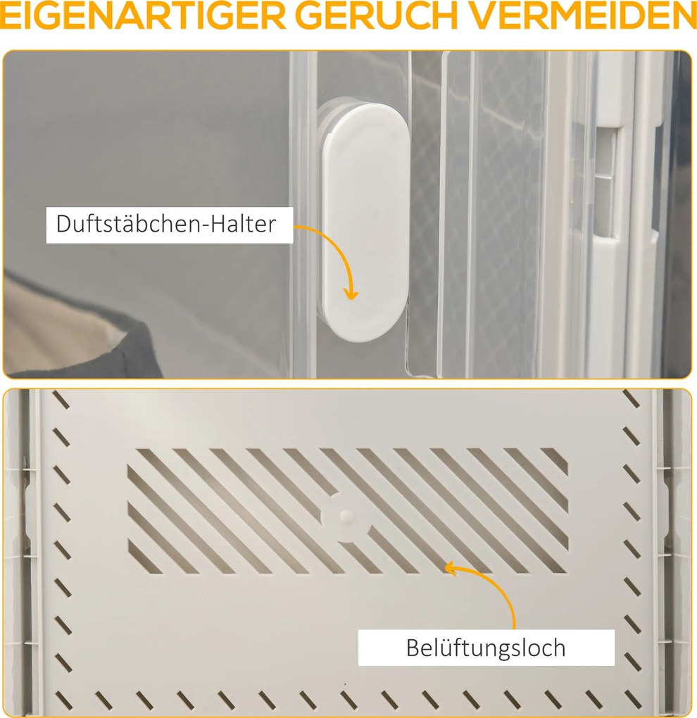 HOMCOM 18-elementowy regał na buty, stabelowane pudełka na buty do rozmiaru 45, magnetyczne drzwi, tworzywo sztuczne, 28 x 36 x 21 cm