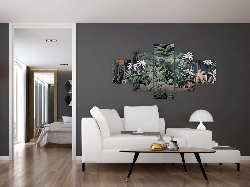 Obraz - Malowany wzór dżungli (125x70 cm)