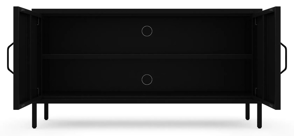 Szafka RTV metalowa na nóżkach czarna, 1150x595x400 mm: ROSA Modern