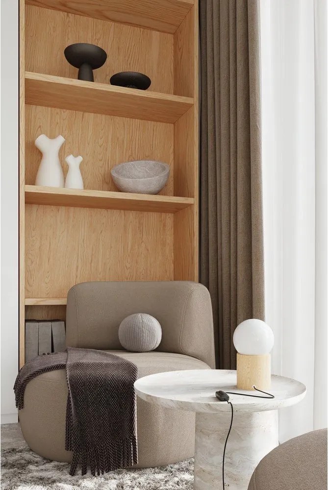 Biało-naturalna lampa stołowa ze szklanym kloszem (wysokość 21 cm) Surtur – Sollux