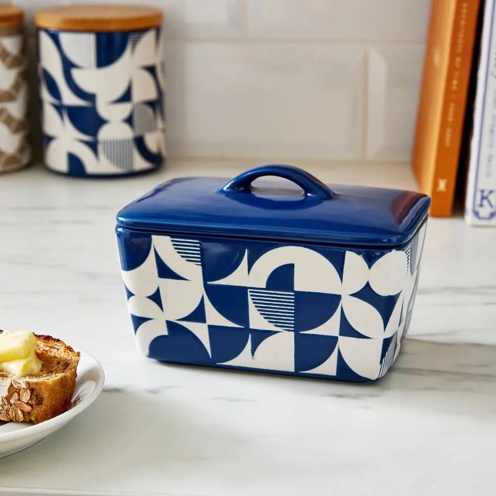 Biała/niebieska ceramiczna maselniczka Bauhaus – Cooksmart ®