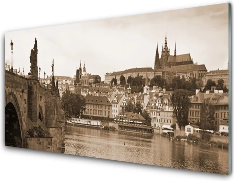 Panel Szklany do Kuchni Zabytkowy Most W Pradze