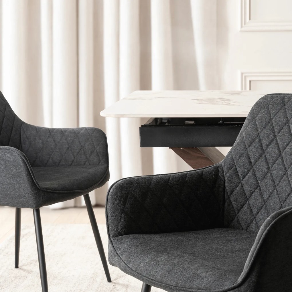 Krzesło Tapicerowane do Jadalni BRESSO 2 Czarne Nowoczesne Loft