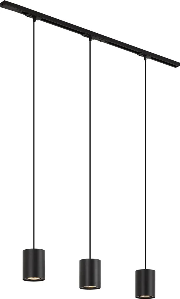 Nowoczesny system szynowy z 3 lampami wiszącymi czarny 1-fazowy - Iconic Holt