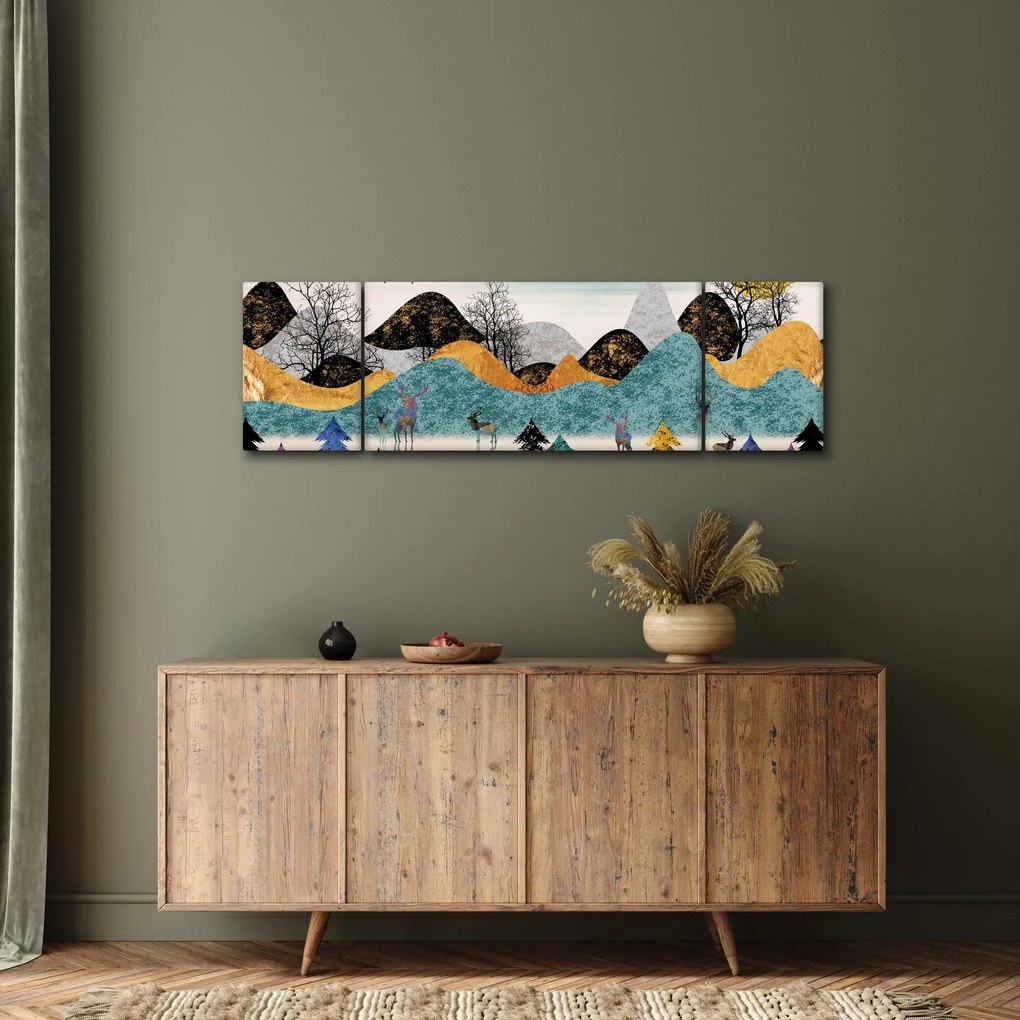 Obraz graficzny z jeleniem (170x50 cm)
