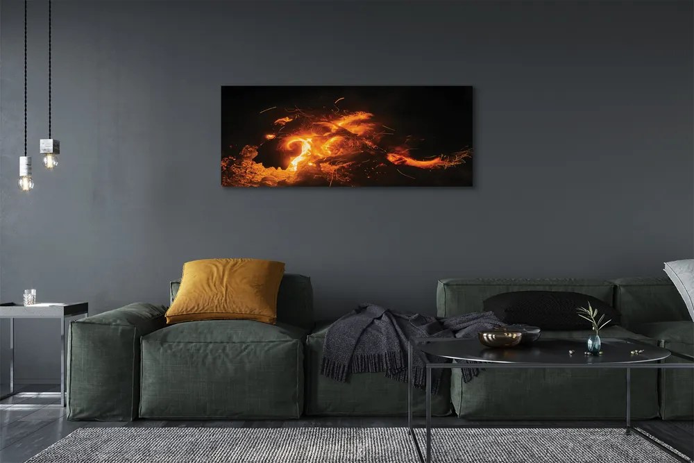 Duży obraz na płótnie Smok i Ogień