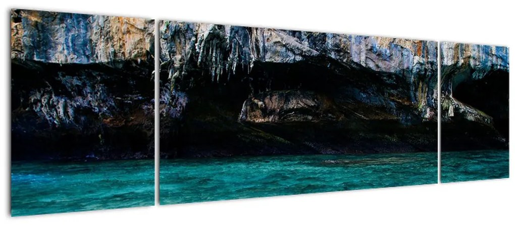 Obraz wody i skał (170x50 cm)